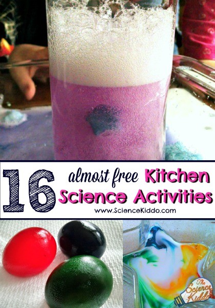 Try these simple, fun, and frugal kitchen science experiments with your kids! Each experiment requires common materials that you probably already have.