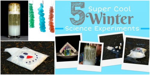 Winter science experiments for kids ages 4-10. Includes free printable worksheets with each experiment.